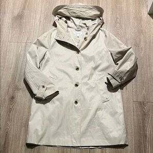 Calvin Klein Cream Hooded Rain Trench Coat Size XL